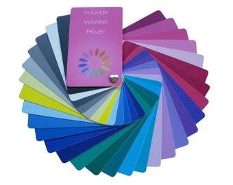 Pase de color invierno con 30 cartas de colores en un estuche transparente + fácil distribución + breve descripción del tipo de color