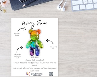 Handcrafted Resin Worry Bear, Pocket Fidget, Grounding Tool
