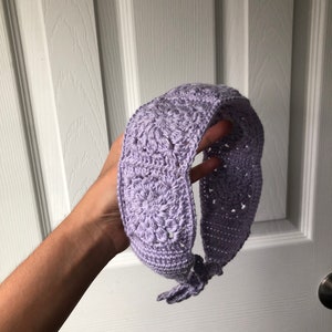 Crochet Headband, Lavender Headband, Handmade Headband, Granny Square Headband, Gift For Woman, Hair Accessory, Stocking Stuffer
