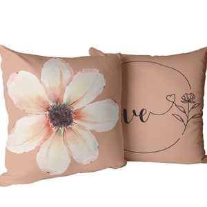 Love pillow, flower pillow, romantic throw pillow