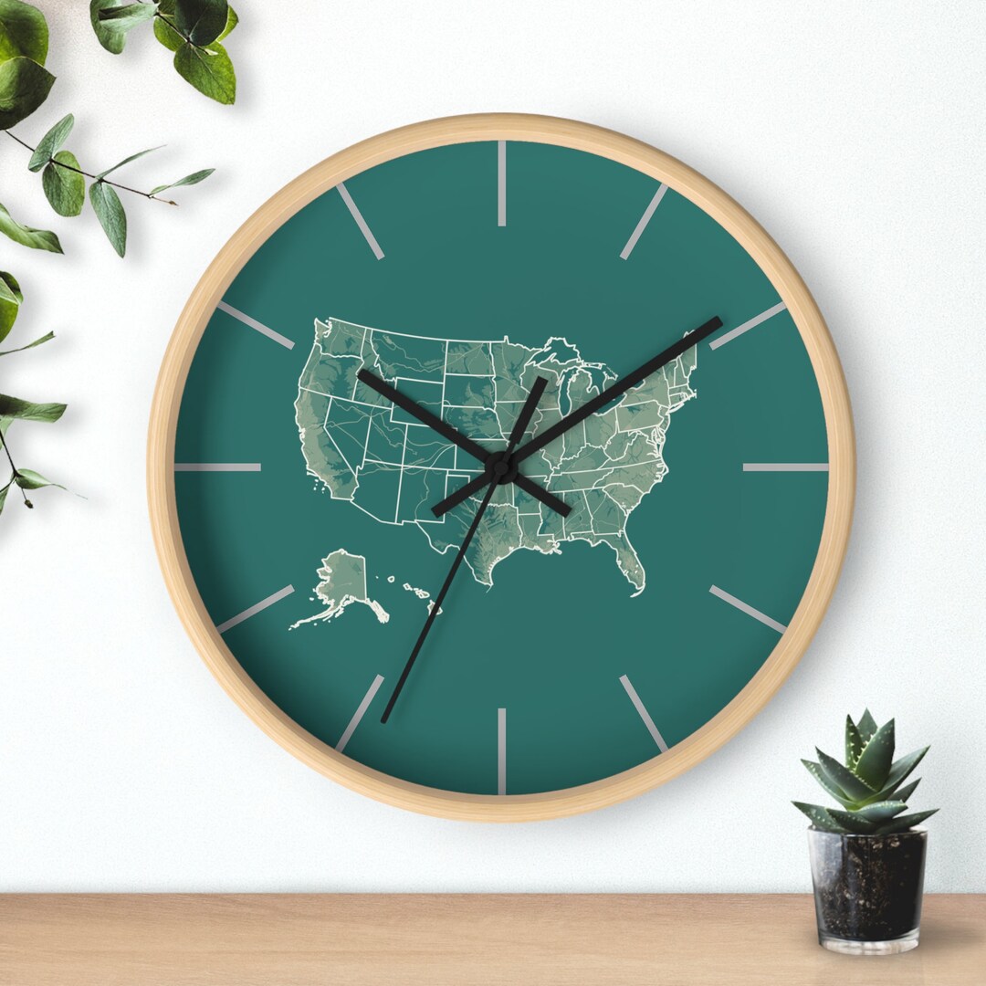Personalised Wall Clock USA Map Wall Clock Custom Printed Etsy