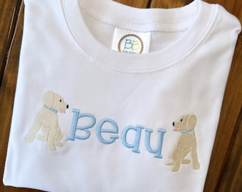 Boy Dog Monogrammed Shirt, Toddler Boy Dog Outfit, bodysuit, Dog Bubble, Personalize