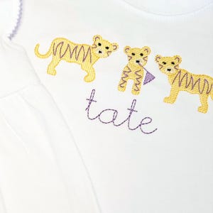 Tiger Football Monogram Shirt, Toddler Purple Gold Tigers Outfit, Football Bodysuit, Football Tiger Bubble, Personalize