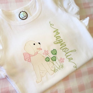St. Patrick’s Day Dog Girl Monogram Shirt, Toddler Dog Outfit, St. Patrick’s Bodysuit, Girl Bubble, Personalize