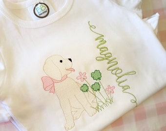 St. Patrick’s Day Dog Girl Monogram Shirt, Toddler Dog Outfit, St. Patrick’s Bodysuit, Girl Bubble, Personalize