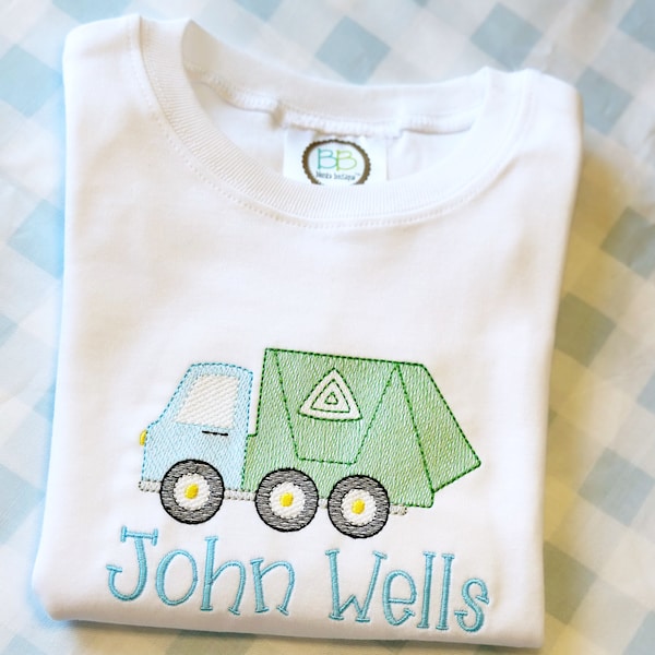 Garbage Truck Monogram Shirt, Toddler Trash Truck Outfit, Garbage Truck Boy Bodysuit, Boy Bubble, Personalize