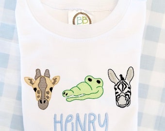 Zoo Animals Monogram Shirt. Monogram Zoo Bubble. Zoo Embroidered Outfit. Build a Zoo Personalized Outfit.