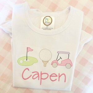 Girl Golf Monogram Shirt, Toddler Boy Outfit, Bodysuit, Golf Bubble, Personalize
