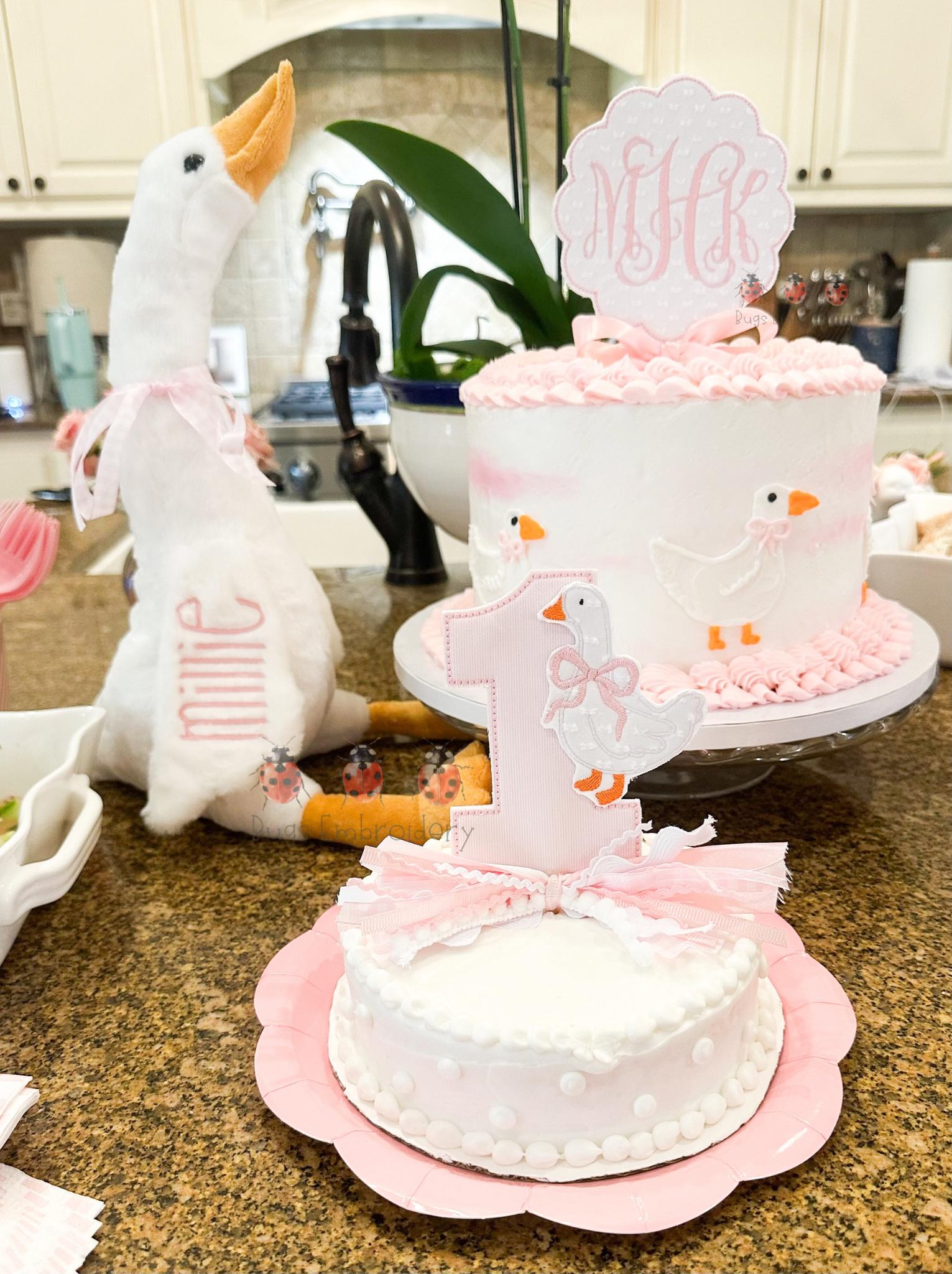 Personalized Baby Monogram Cake Topper | Embroidered Scalloped Cake ...