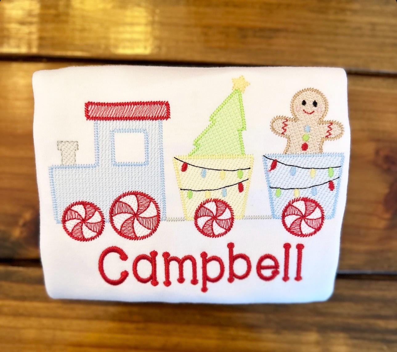 Christmas Train Gingerbread Boy Christmas Shirt. Christmas Embroidery Shirt, Monogram shirt, bubble, Bodysuit. Personalized Christmas Shirt.