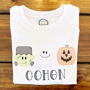 Spooky Halloween Monogram Fall Shirt, Toddler Fall Embroidered Outfit, Halloween Bodysuit, Halloween Bubble, Personalize