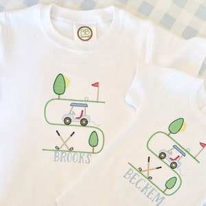 Golf Cart Monogram Shirt, Toddler Boy Outfit, Bodysuit, Golf Bubble, Personalize