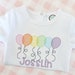 Claire & Charlie Baby Boys Blue Striped Knit Birthday Balloons Shirt main image 1
