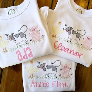 Embroidered  Farm Animals Shirt, Toddler Outfit, Farm Animals bodysuit, Farm Animals Bubble, Personalize