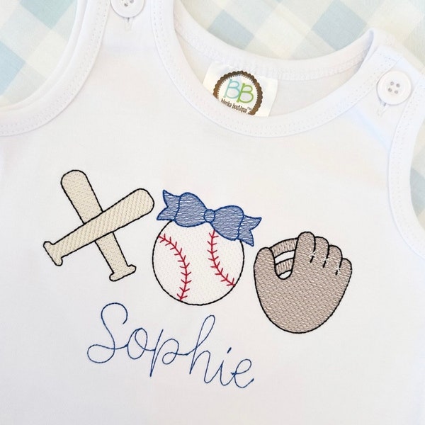 Girl Baseball Shirt. Embroidered Girl Baseball Outfit. Little Sister Embroidered Shirt. Toddler Girl Baseball Outfit.