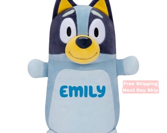 Bluey/Bingo Hugmee Squishmallow Personalized Gift Kids Plush 10”, Soft Felt Lettering