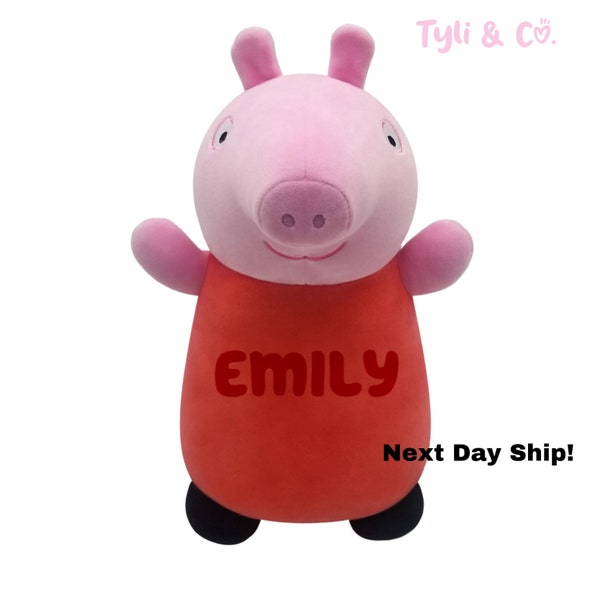 Peppa Pig Personalized Huggmee Squishmallow 10”, Soft Felt Lettering