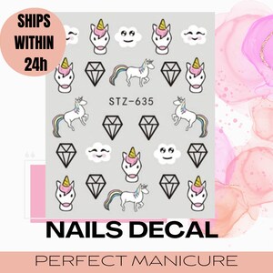 STZ-635 Water Transfer Watermark Pretty Designs Art Decal Sticker Stamping Manicure Nail Decoration Epoxy Resin Cartoon Unicorn Head Pony