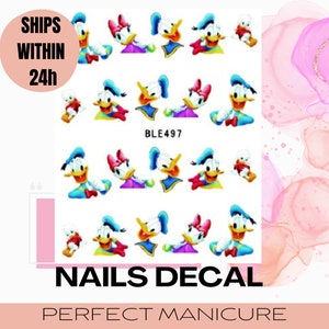BLE497 Water Transfer Watermark Pretty Designs Art Decal Sticker Stamping Manicure Nail Epoxy Resin Polymer Clay Cartoon Donald Duck