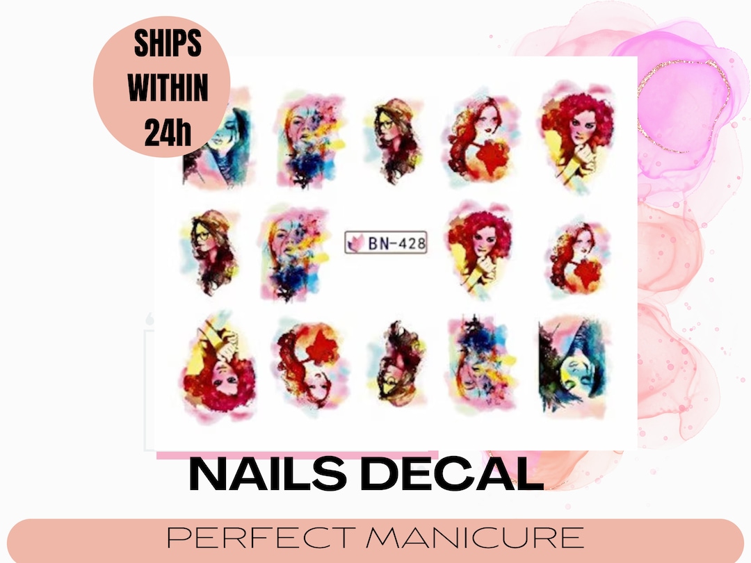 BN-428 Water Transfer Watermark Design Decal Sticker Stamping Manicure ...