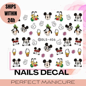 DLS-406 Water Transfer Watermark Pretty Design Art Decal Sticker Stamping Manicure Nail Decoration Epoxy Resin Cartoon Mickey Pluto Goofy
