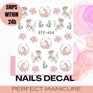 STZ-634 Water Transfer Watermark Pretty Designs Art Decal Sticker Stamping Manicure Nail Decoration Epoxy Resin Cartoon Unicorn Head Pony