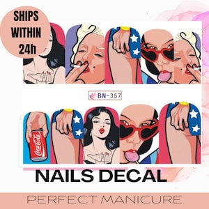 BN-357 Water Transfer Watermark Pretty Designs Art Decal Sticker Stamping Manicure Nail Decoration Epoxy Resin Pin Up Cartoon Marilyn Monroe
