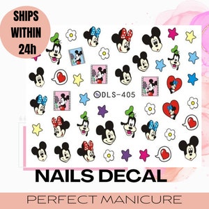 DLS-405 Water Transfer Watermark Pretty Design Art Decal Sticker Stamping Manicure Nail Decoration Epoxy Resin Cartoon Mickey Mouse Minnie