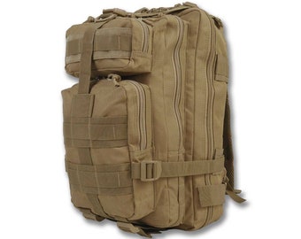 Tactische rugzak 'Compact Assault' Coyote 24L, tactische tas, reisrugzak, weekendtas, wandeltas, tas voor laptop, tas van universeel formaat