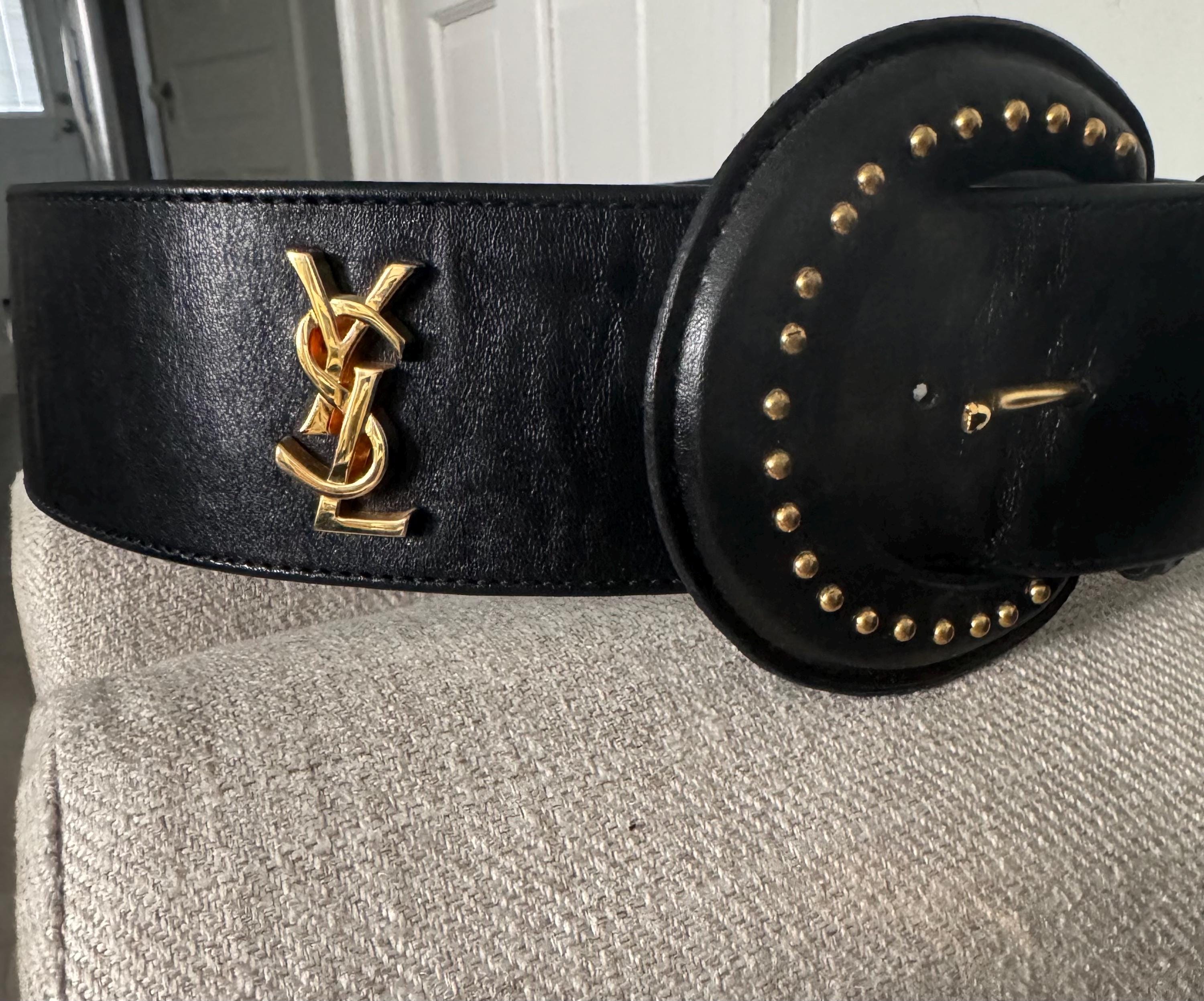 Vintage Saint Laurent Waist Belt Studded Buckle Leather | eBay