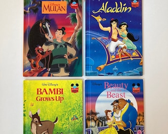 Disney's Wonderful World of Reading YOU CHOOSE: Aladdin, Mulan, Bambi Grows Up, Beauty and the Beast, Grolier Book Club, vintage Disney