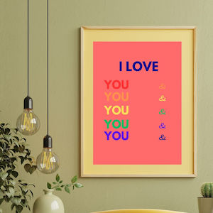 Endless Love: I Love You and You and You Digital Print, Art print, Downloadable print, Love Expression, Sentimental Art
