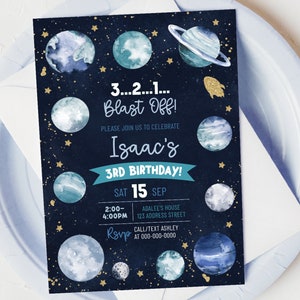 Space Birthday Invitation | Birthday Invitation | Astronaut Invitation Template | Birthday Template | Instant Download | B0005
