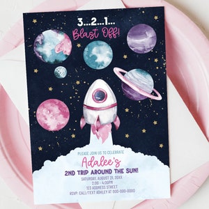 Space Girl Birthday Invitation | Birthday Invitation | Astronaut Invitation Template | Birthday Template | Instant Download | B0003
