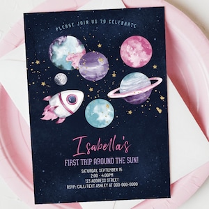 Space Girl Birthday Invitation | Birthday Invitation | Astronaut Invitation Template | Birthday Template | Instant Download | B0009