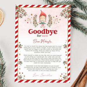 Carta de despedida de un elfo / Carta de despedida de un elfo / Carta editable de un elfo navideño / Hasta el año que viene / Descarga instantánea / C0001 (Solo archivo digital)