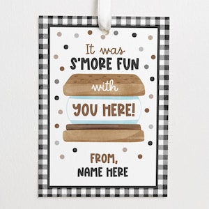 Smores Tag | Thank You Tag |  Smore Birthday Favor | S&#39;mores Party Favor Template | Birthday Tag | Thank You Tag | Instant Download | T0001