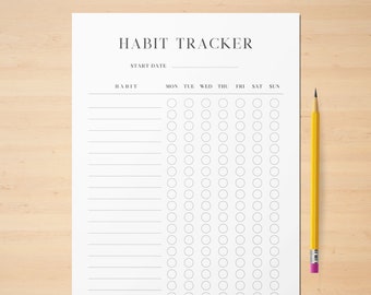 Weekly Habit Tracker | Portrait Printable | Habit Tracker Template |  7 Day Challenge Tracker | A4/US Letter PDF | Digital Habit Tracker