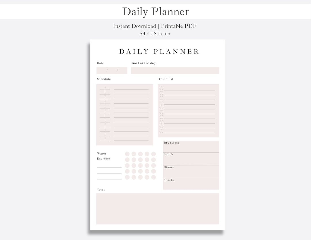 Daily Planner Printable | Instant Download | Daily Habit Tracker & to ...
