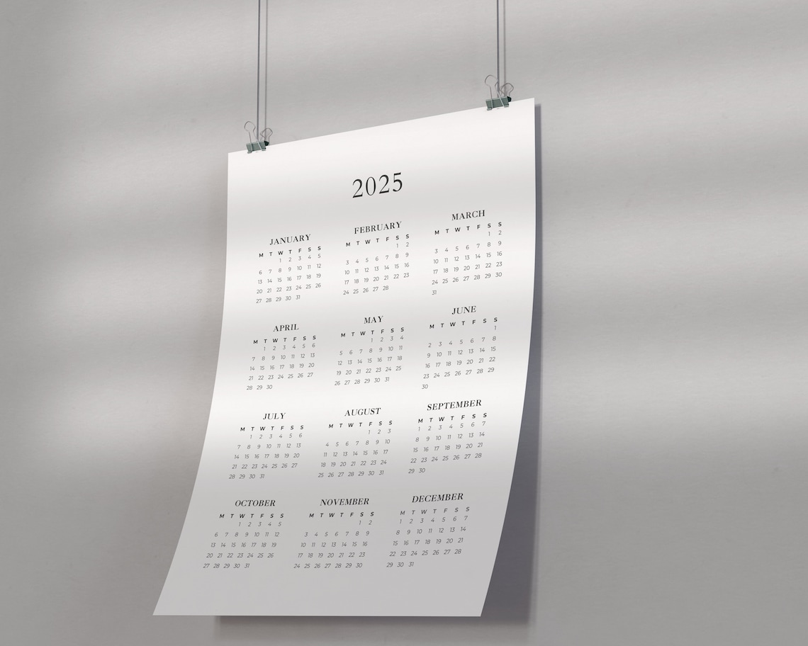 2025 Minimalist Calendar | Printable 2025 Calendar | Simple Aesthetic ...