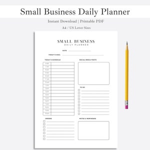 Small Business Daily Planner | Business Planner Printable PDF | Business Planning | Daily Business Plan | Small Business | Instant Download