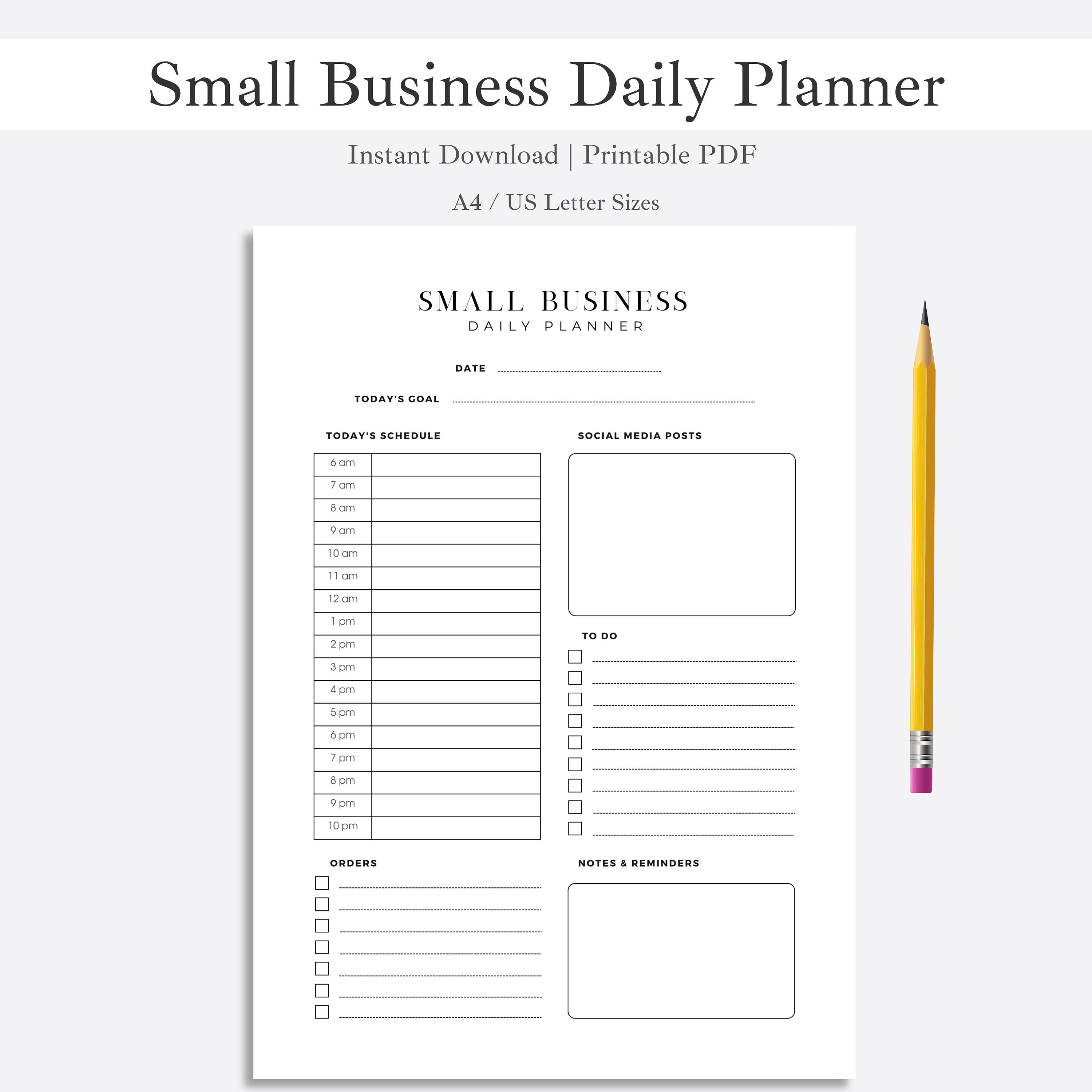 Small Business Daily Planner | Business Planner Printable PDF ...