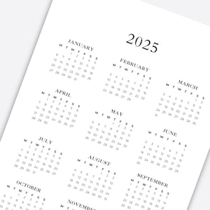 2025 Minimalist Calendar | Printable 2025 Calendar | Simple Aesthetic ...