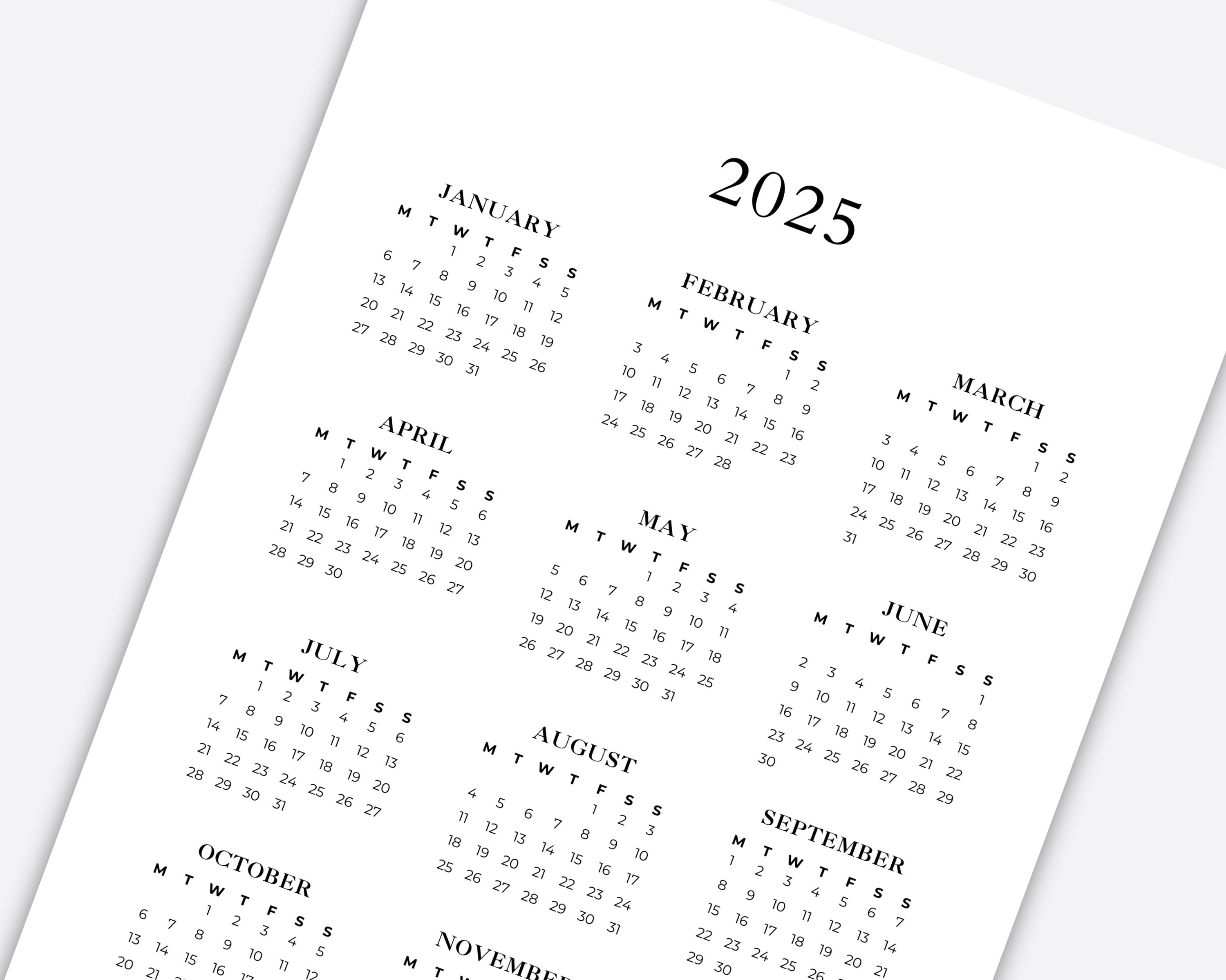 2025 Minimalist Calendar | Printable 2025 Calendar | Simple Aesthetic ...