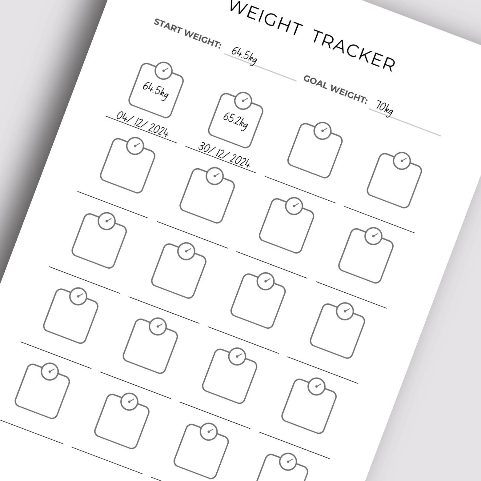 Weight Loss/gain Tracker | Minimalist Weight Log Template | Weight Goal Diary Planner | Weight ...