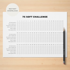 75 Soft Challenge Tracker Printable | Landscape A4 & US Letter Sizes | Instant Download PDF | 75 Soft Challenge Digital Template