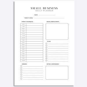 Small Business Daily Planner | Business Planner Printable PDF | Business Planning | Daily Business Plan | Small Business | Instant Download