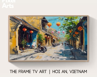 Samsung Frame TV Art: Vietnam Hoi An street oil painting Art - set of 2