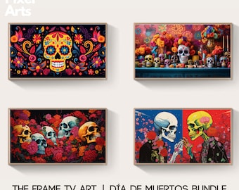 Samsung Frame TV Art: Mexican Dia De Los Muertos Day of the Dead digital wallpaper bundle
