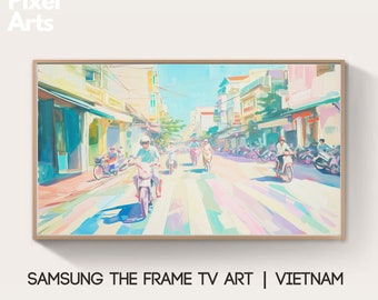 Samsung Frame TV Art: Vietnam street colorful oil painting art